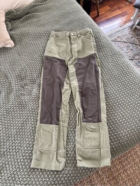 liquid lagoon two-toned colorblock double knee utility pants
